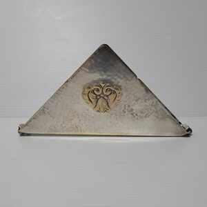 Antique Vintage Napkin Table Holder. Danish silverplate Marked H.F.